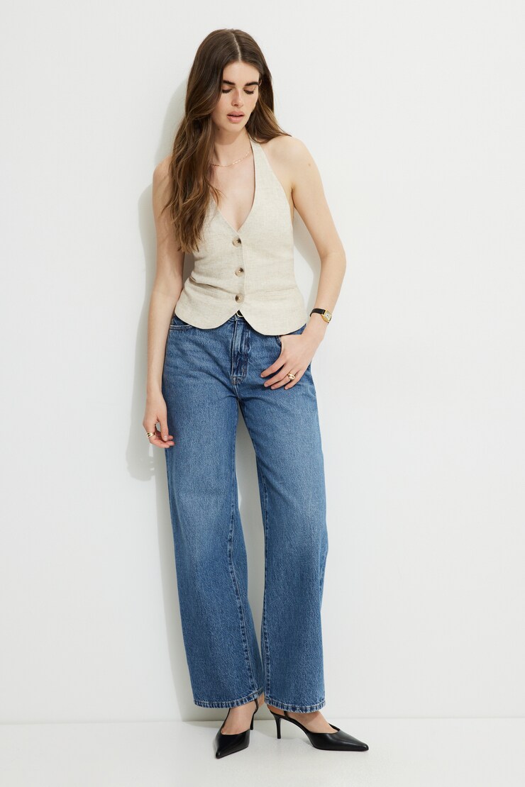 Linen Halter Vest Beige large