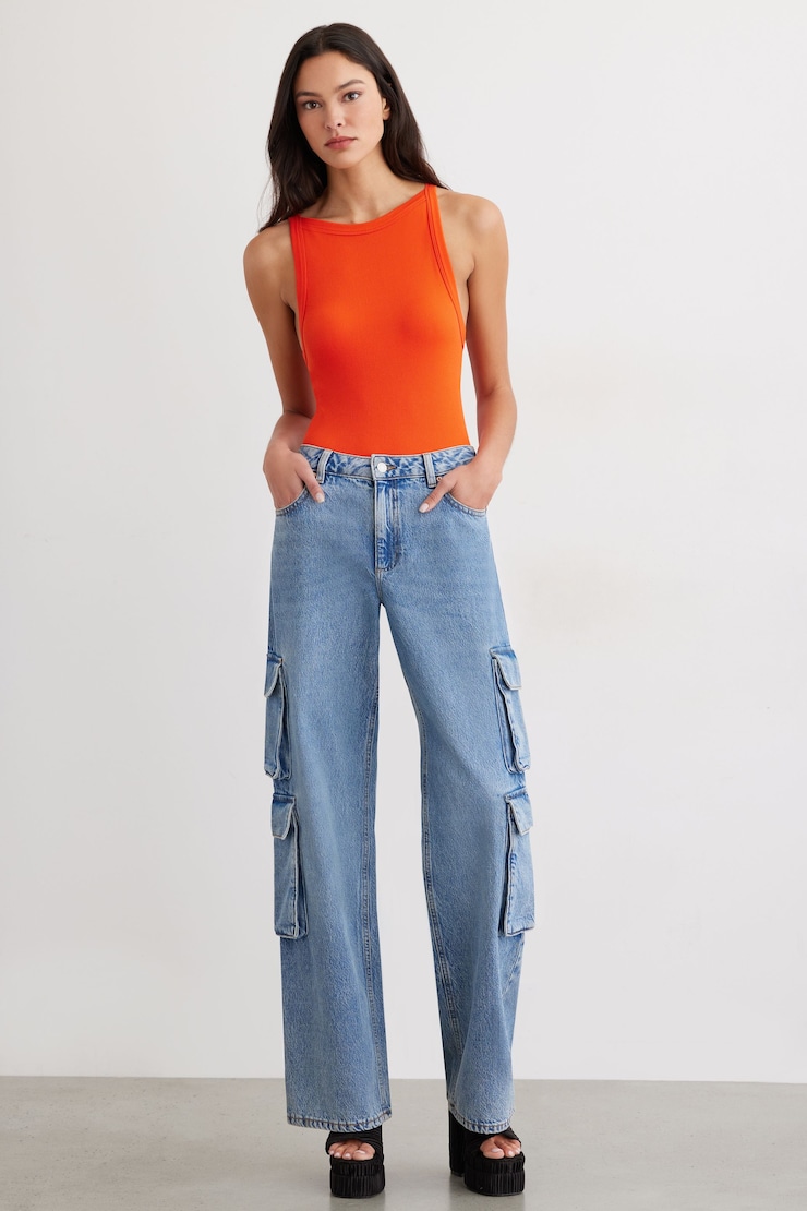 Justaucorps sans coutures à dos nageur Danika Orange intense  large