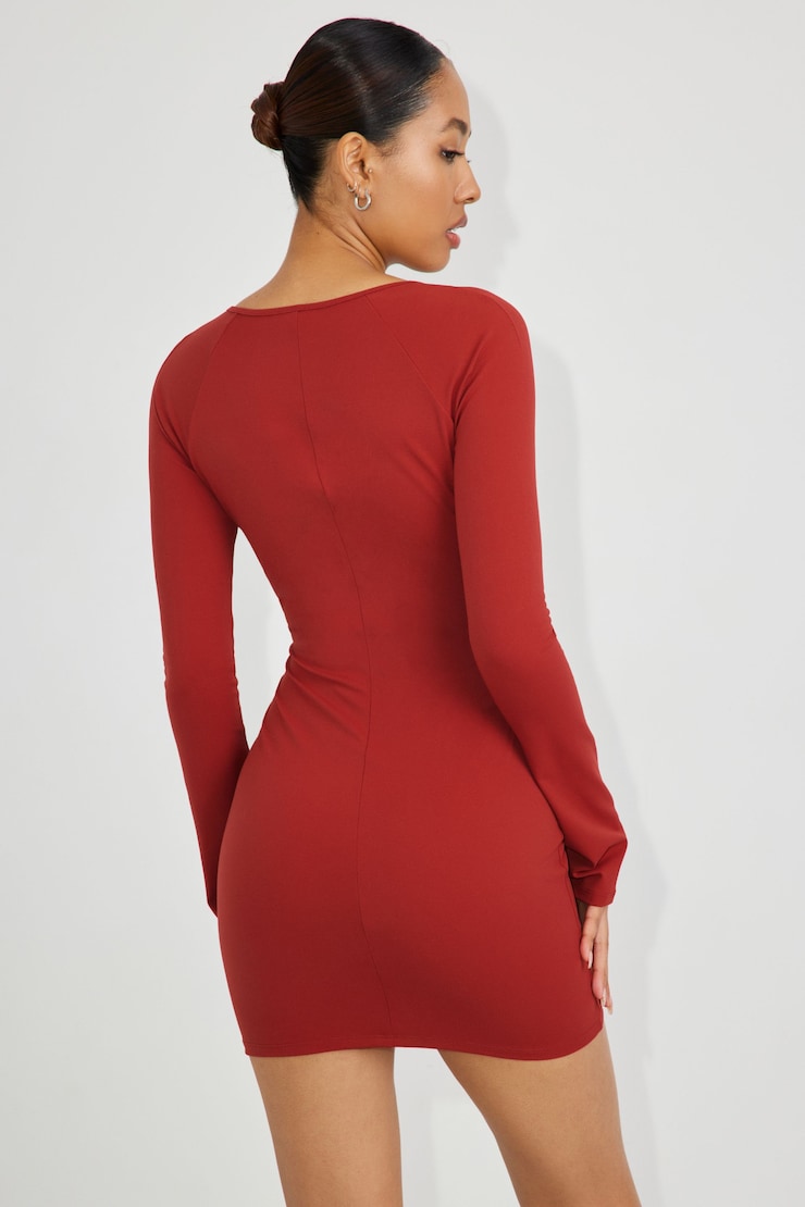 Key Hole Shrug Mini Dress, Red Dahlia , large