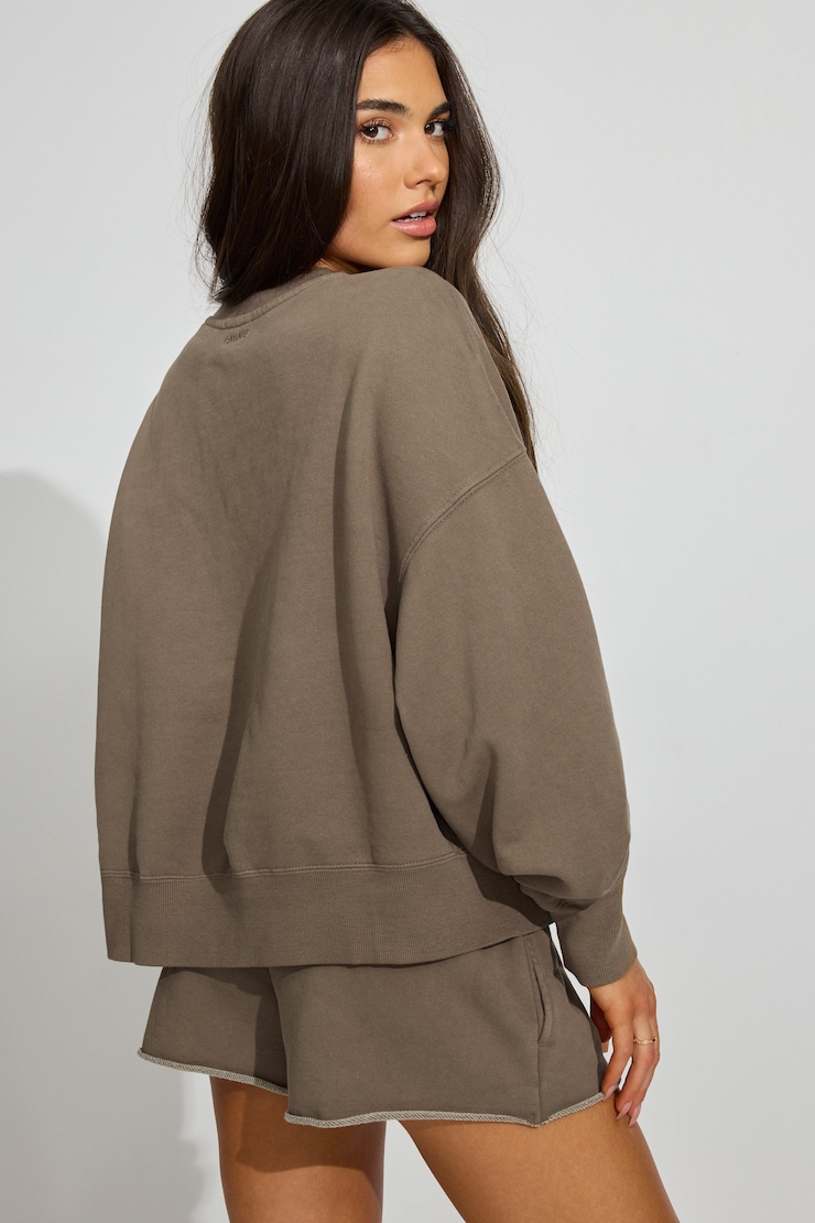 SoftTerry Bubble Crewneck Sweatshirt, Wild Mushroom Brown, large