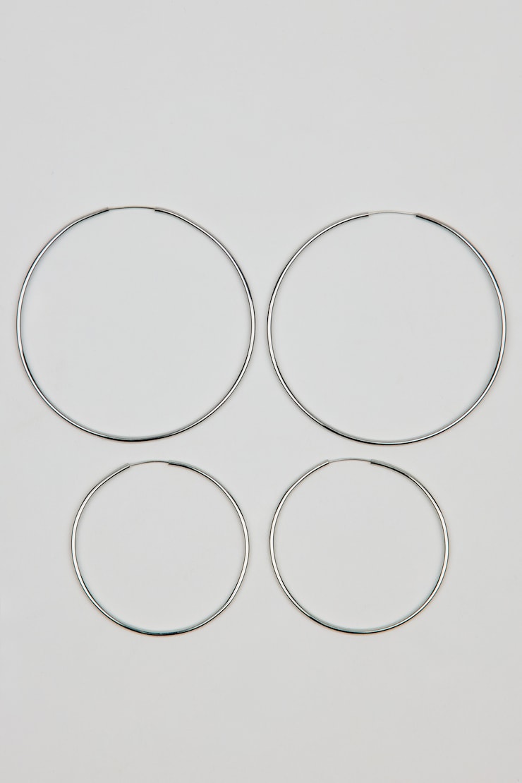 2 Pack Basic Super Skinny Hoops, Argent, large