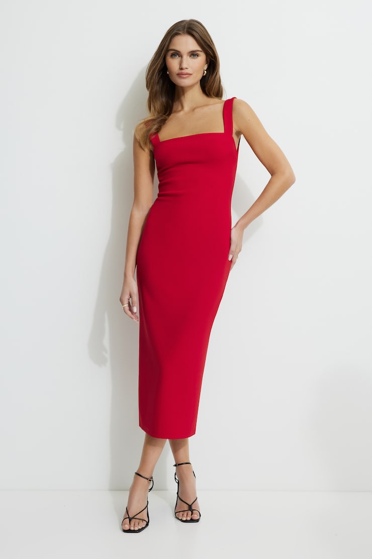 Shirred Mesh Mini Dress Chili Pepper large