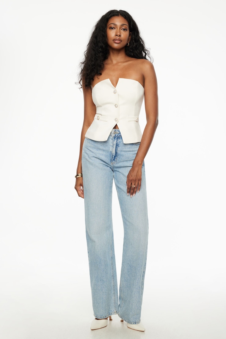 Buttoned Corset Tube Top | Dynamite