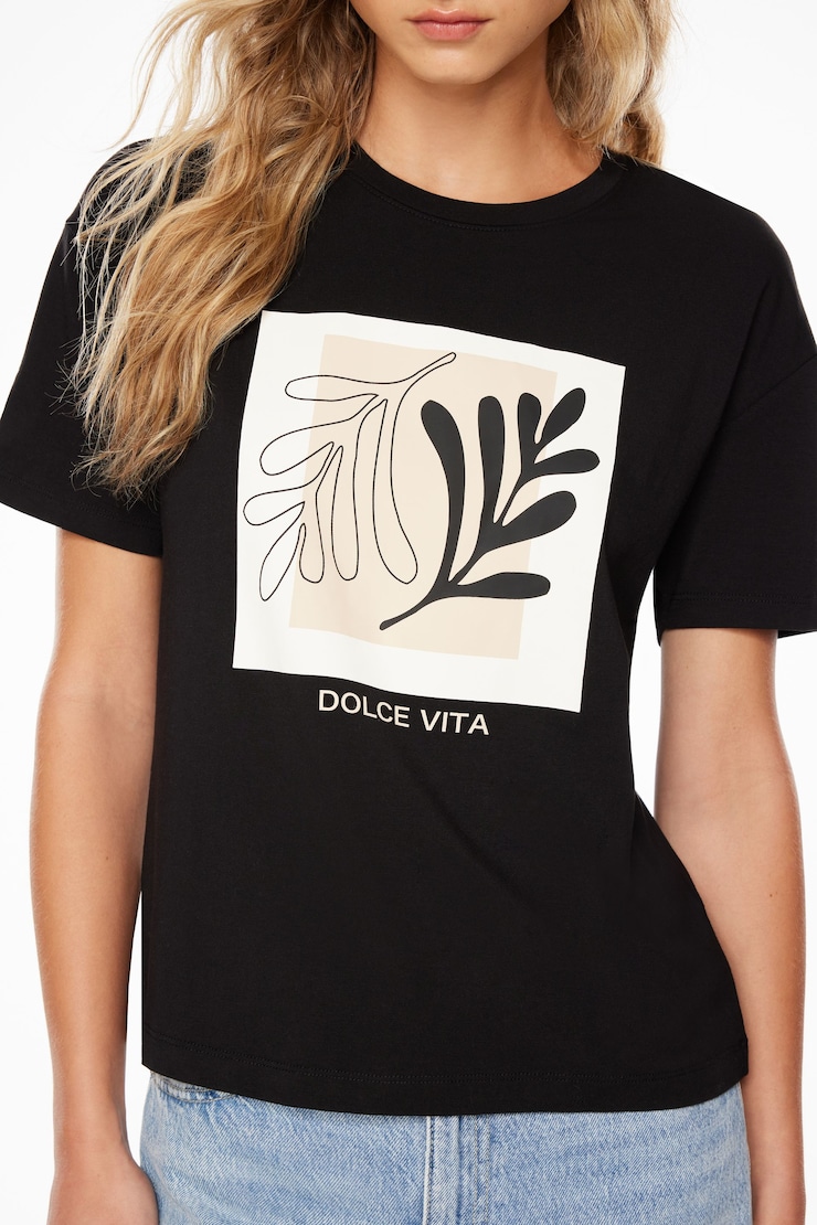T-shirt Arlo Noir encre + art « Dolce Vita » large