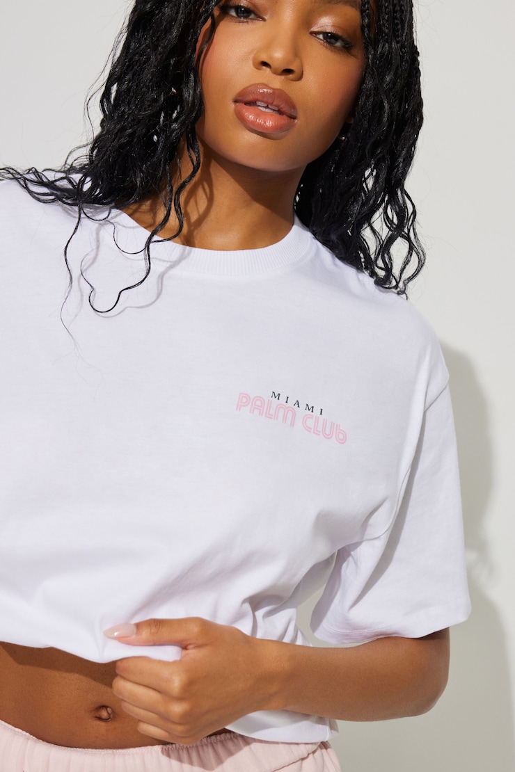 Ex Boyfriend Tee, Bright White with "Miami Palm Club" Art, large