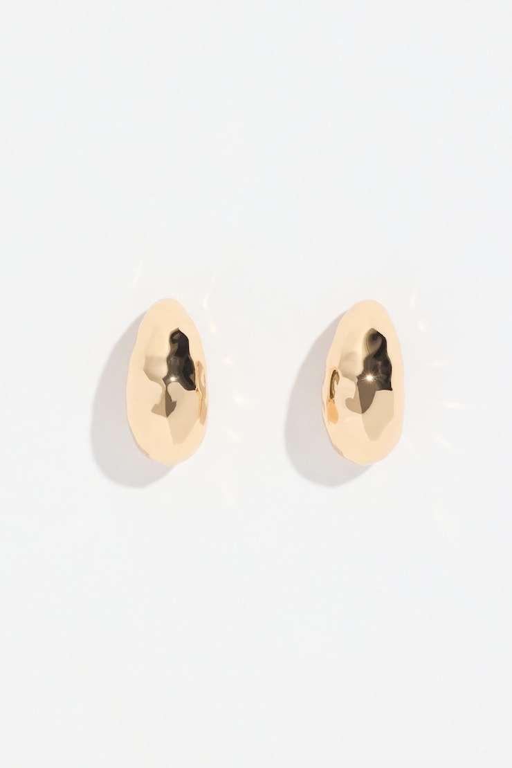 Mini Hammered Drop Earrings Gold large