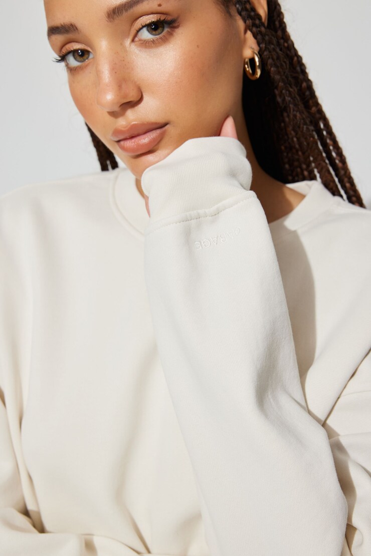 Elevated Crewneck Sweatshirt, Tofu Off-White, large