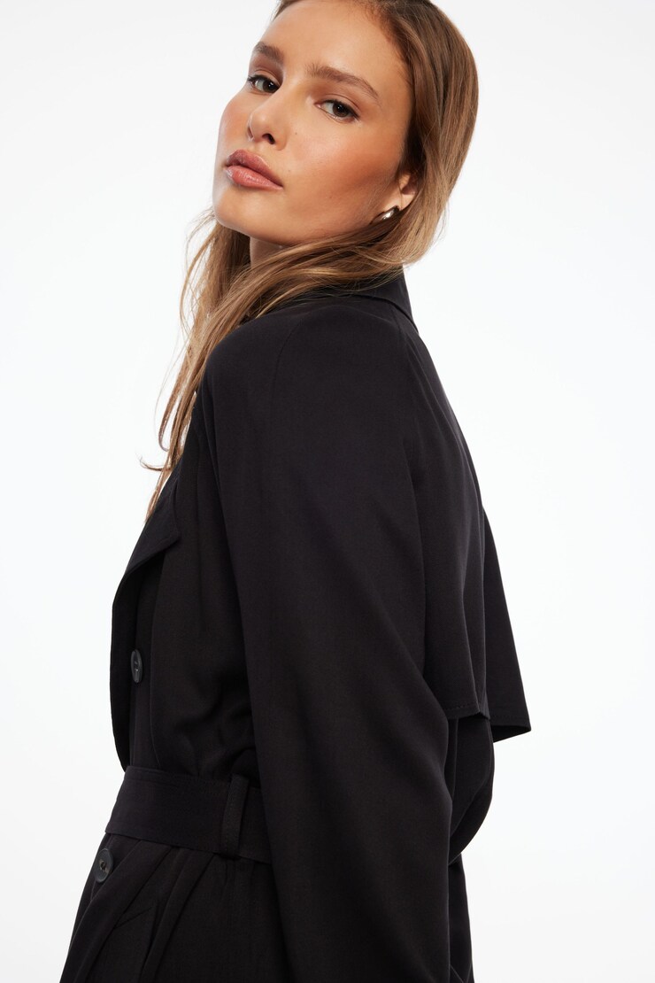 Maxi Trench Jacket Jet Black large