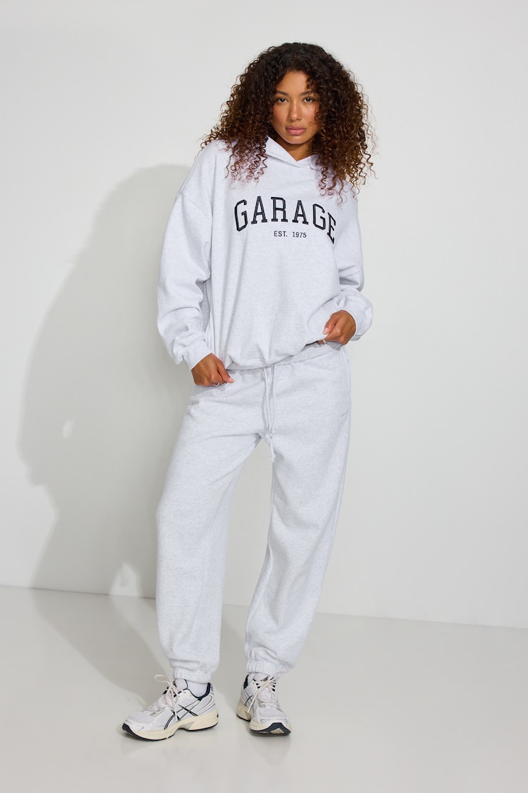 UltraFleece Hoodie, Spring Grey Mix with Embroidered "Garage" Logo, large