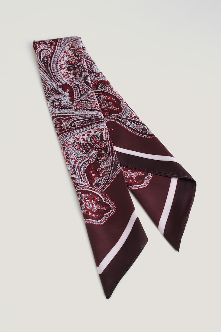 Satin Feel Scarf Purple Plum Paisley large