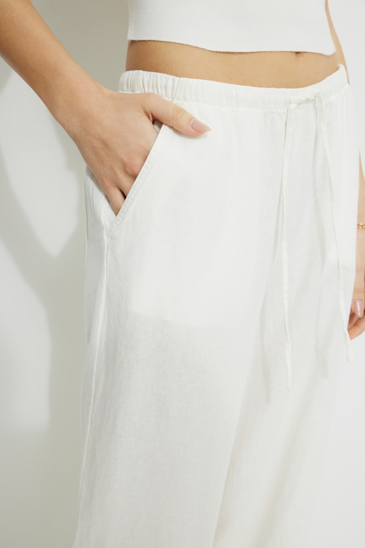 Pantalon à jambe large en lin Leo Blanche-Neige large