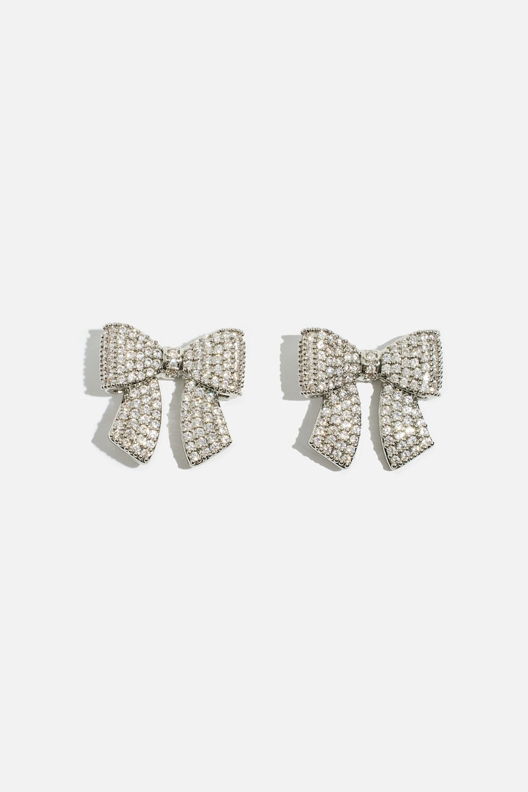 Micropavé Gem Bow Studs Silver large