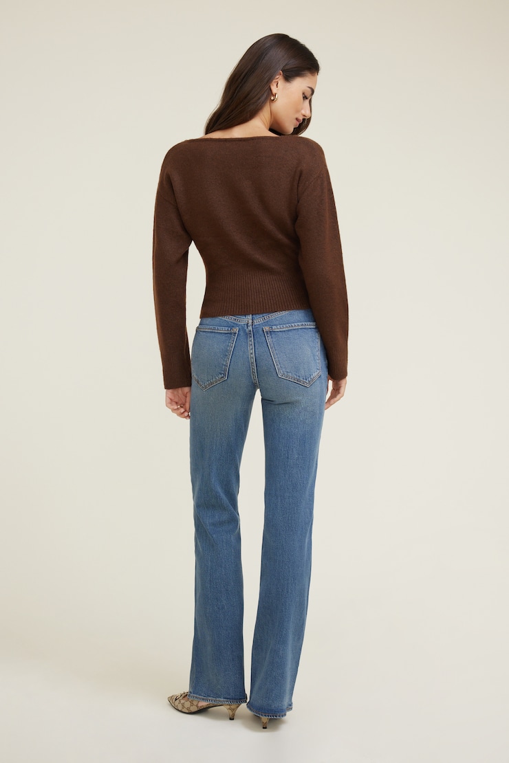 Juliet Cinched Boat Neck Sweater Bitter Chocolate Burgundy large