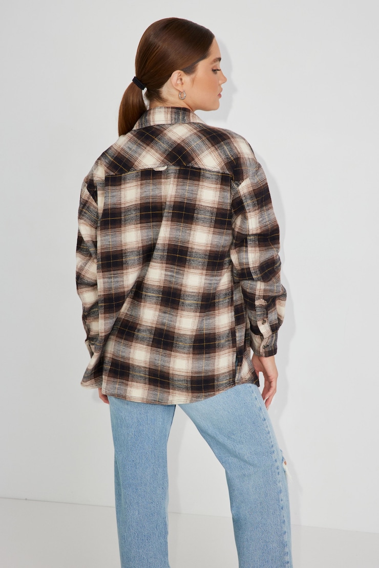 Parker Plaid Button-Up Shirt, Cocoa Brown Plaid, large