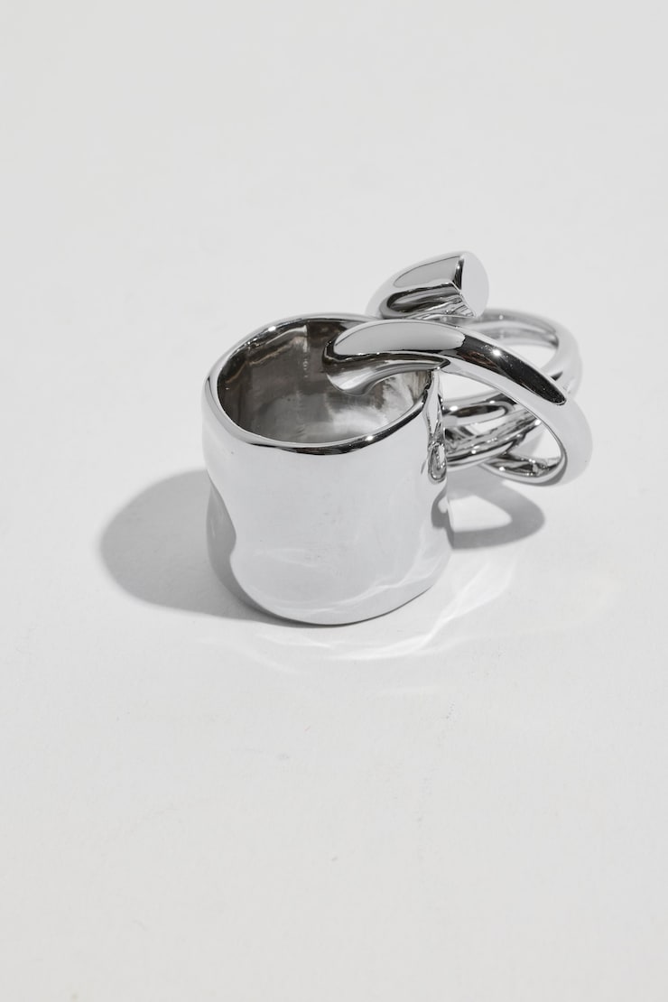 3-Pack Hammered Band Rings Silver large