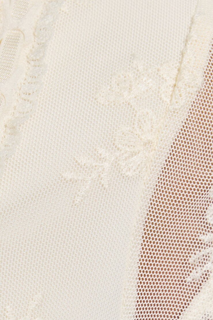 Embroidered Tie Front Top, Sea Salt Beige, large
