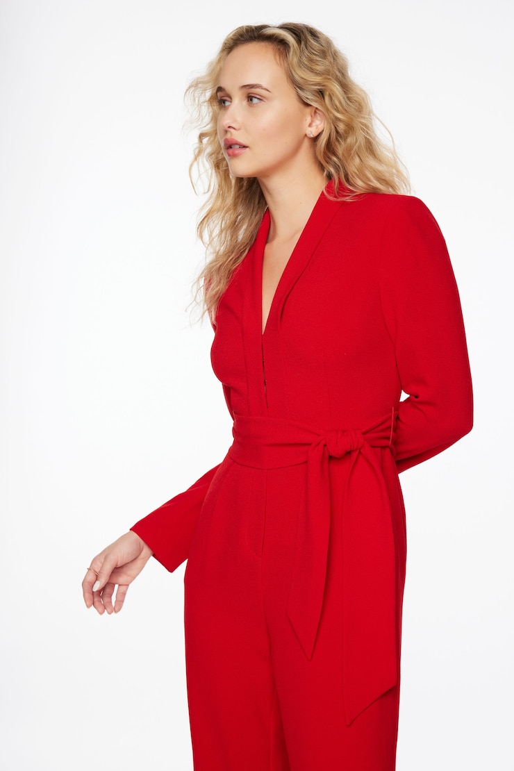 Rania Belted Blazer Jumpsuit Fiesta Red large