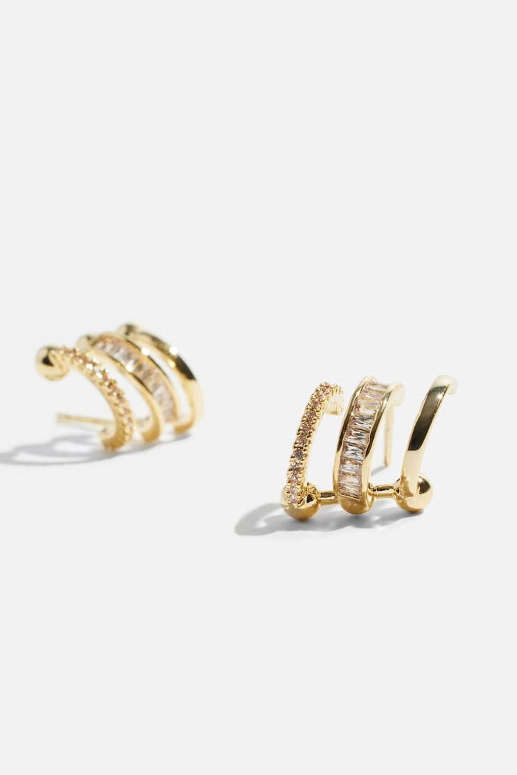 Mini Baguette Ear Crawler Earrings Gold large