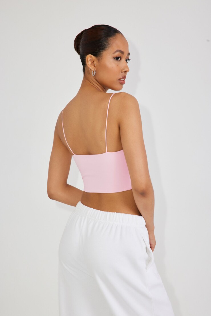 Eva Cropped Cami Top, Chalk Pink, large