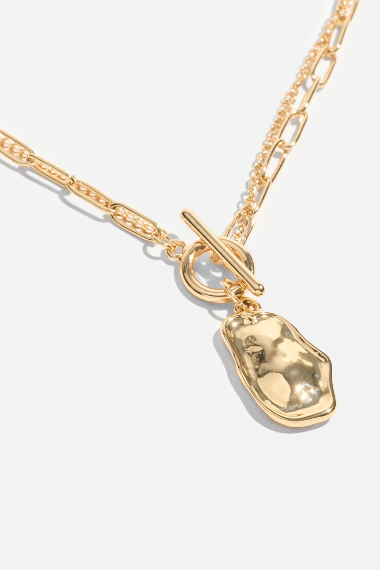 Toggle & Pebble Chain Link Necklace Gold large