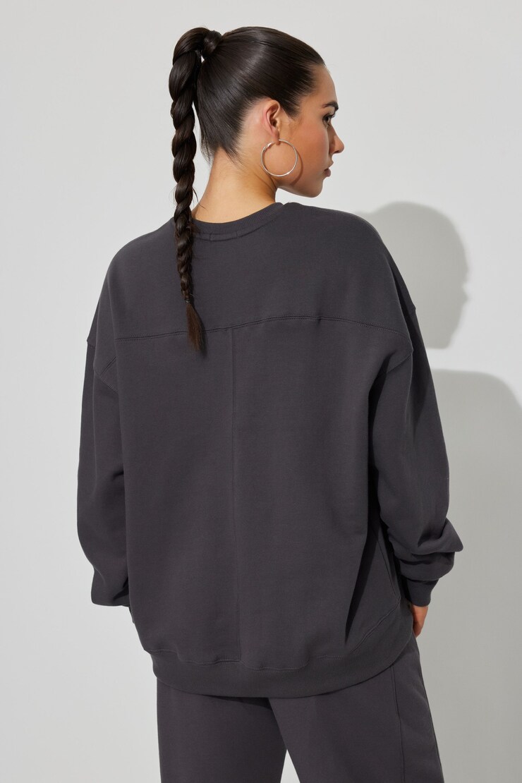 Oversized Crewneck Sweatshirt, Forged Iron Grey with "Santa Monica"  Art, large