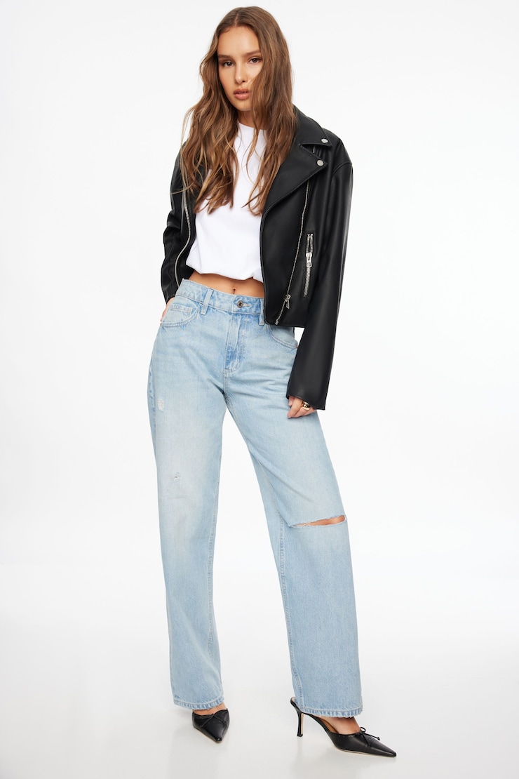 Oversized Biker Jacket Jet Black large