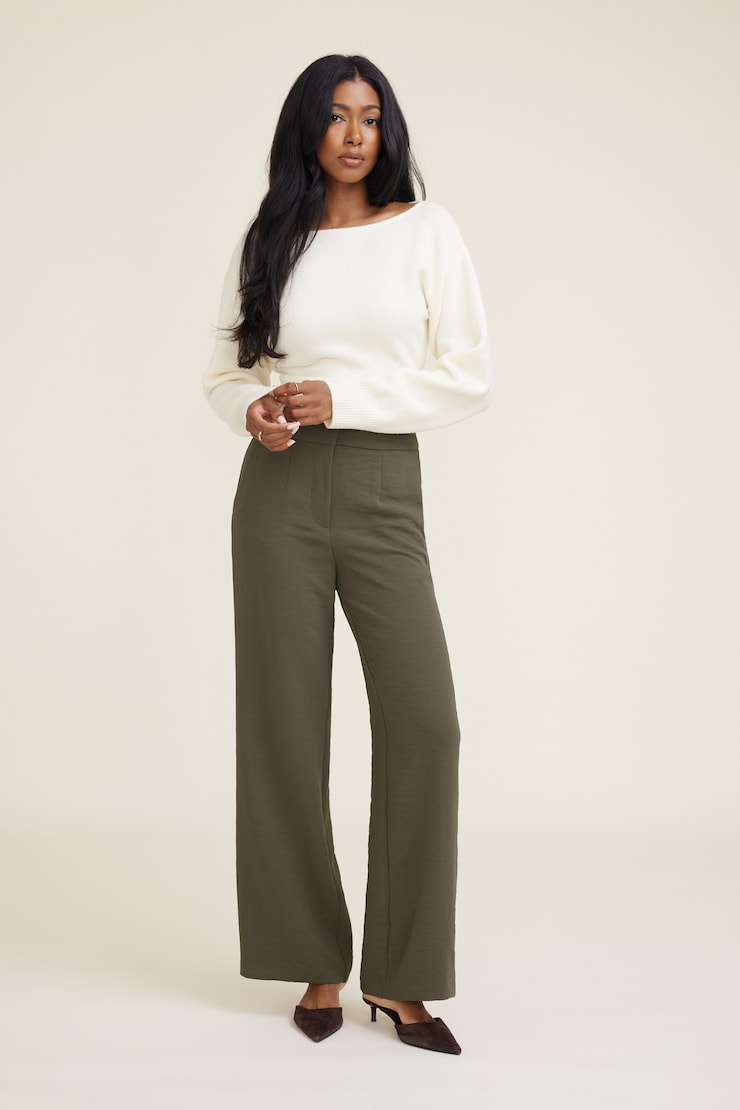 Yasmin Airflow Straight Leg Pants Tropical Moss Khaki large