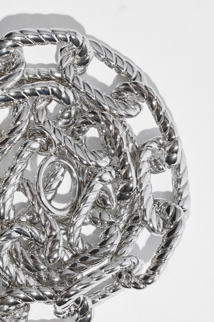 Roped Chain Link Necklace Silver large