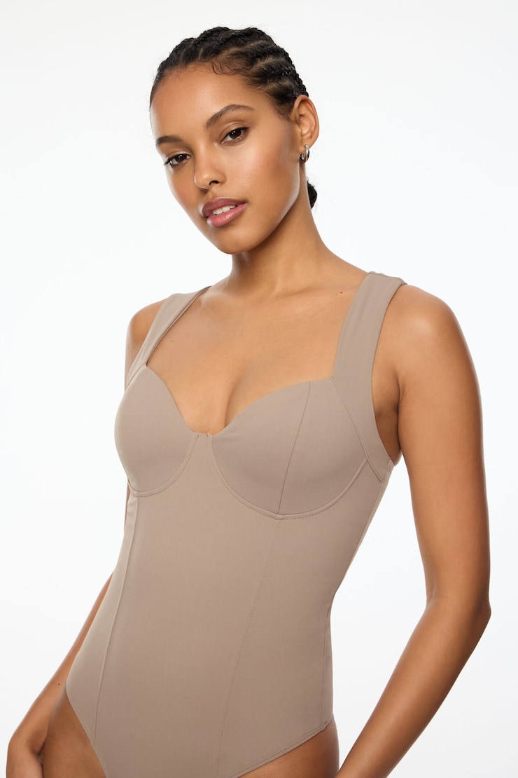 Addie Sculpt Corset Bodysuit  Cinder Taupe large