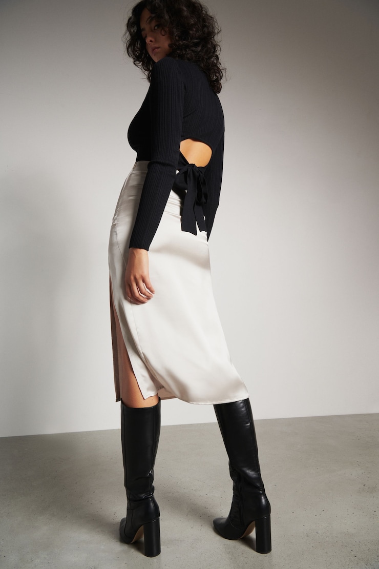 Satin Slip Skirt Polished Pearl large