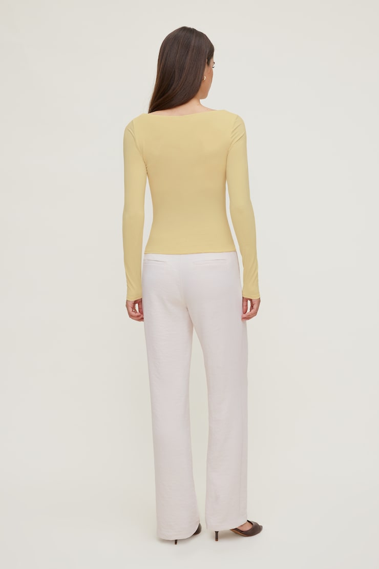 Nola Sculpt Long Sleeve Top Pale Yellow large