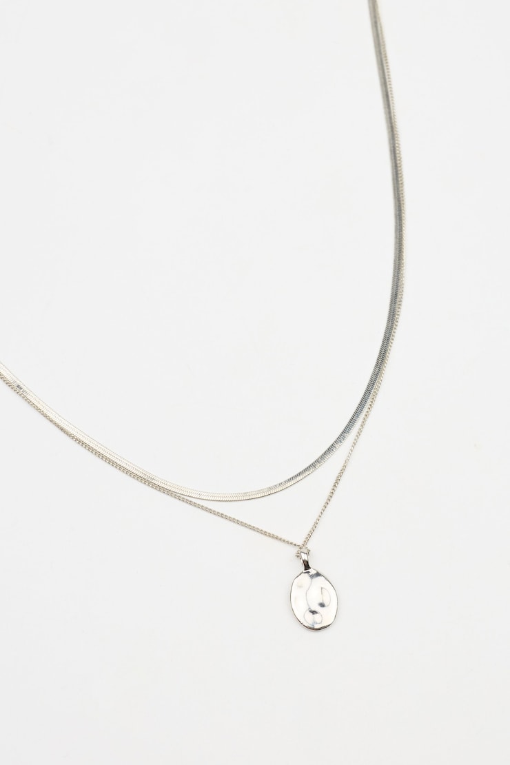 Classic Medallion Double Chain, Silver, large