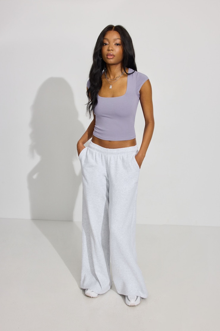 Portia Square Neckline T Shirt, Daybreak Purple, large