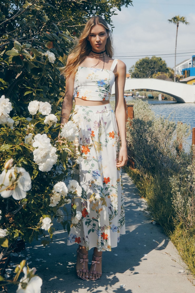 Printed Poplin Maxi Skirt