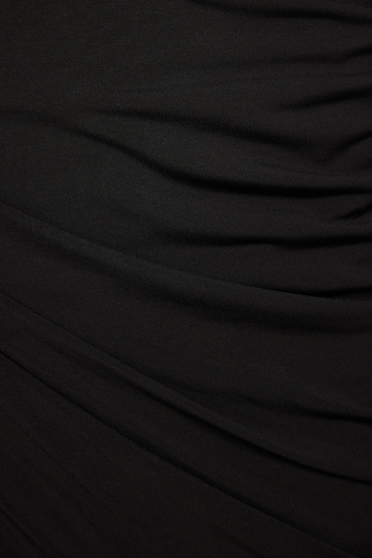 Asymmetrical Ruched Mini Dress  Jet Black  large