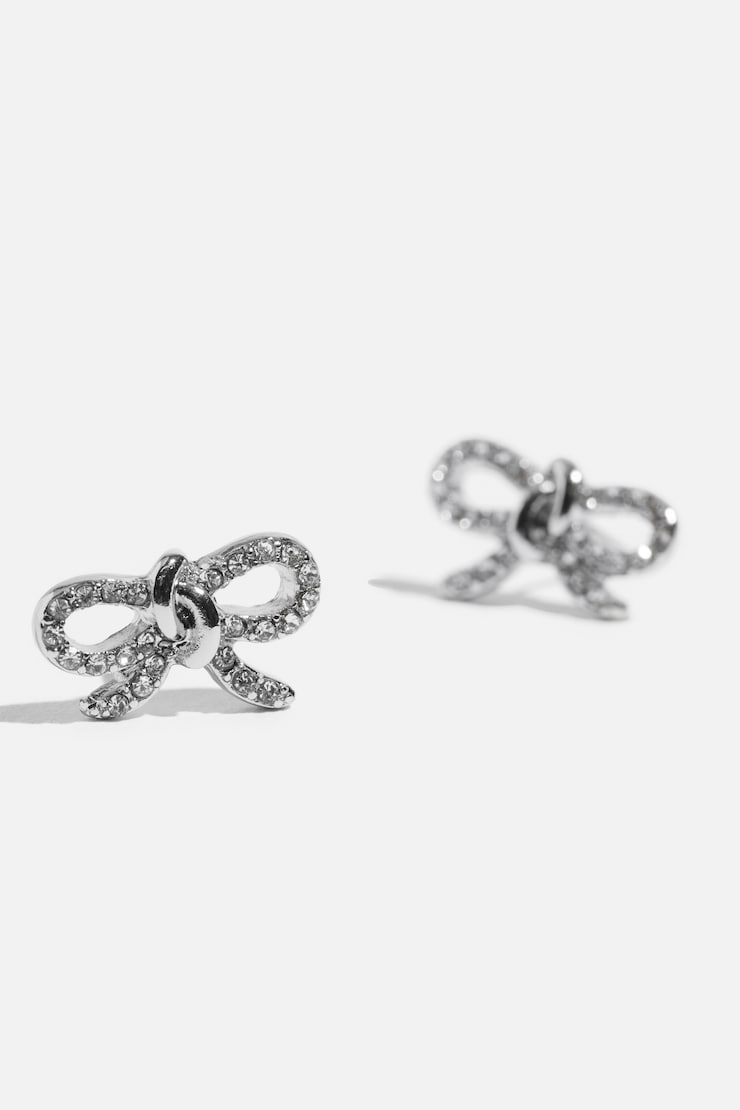 Gem Knotted Bow Earrings Silver large