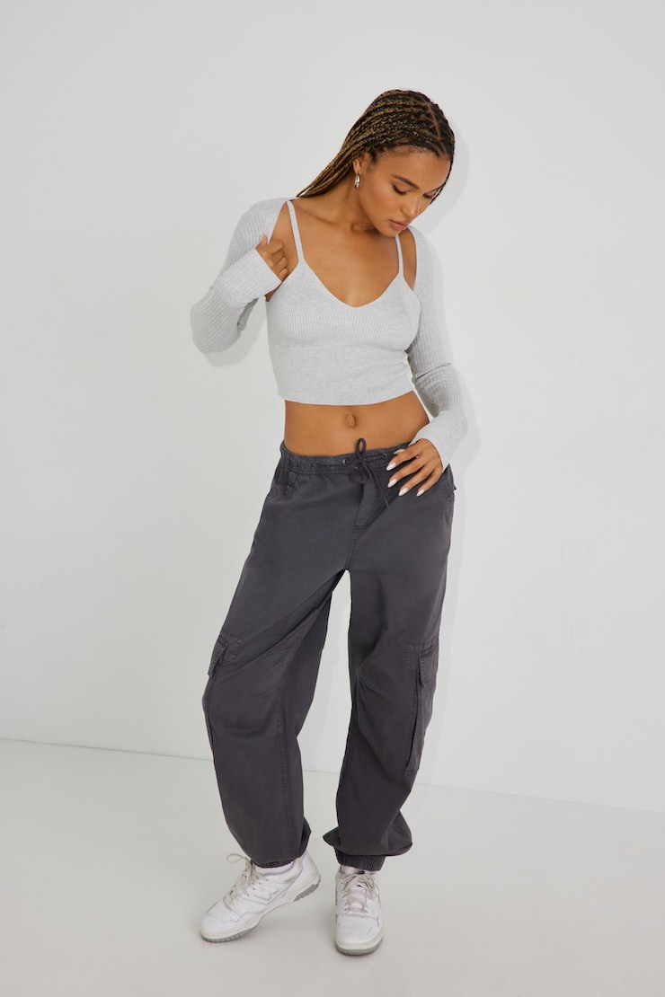 Knit Bralette Top, Spring Grey Mix, large