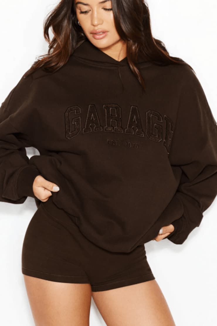 UltraFleece Hoodie, Armadillo Brown with Chenille Garage Logo, large