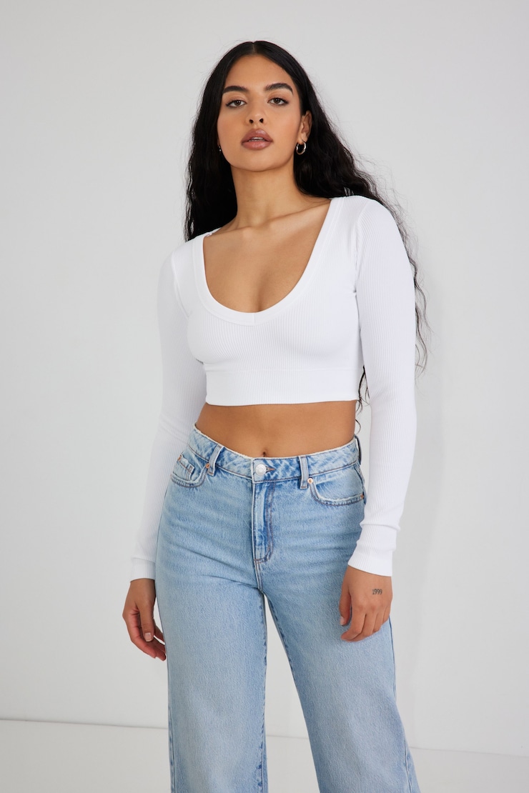 Sonia Seamless Long Sleeve Top , Bright White, large