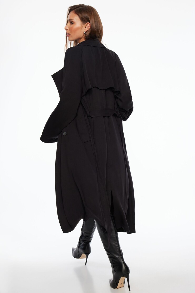 Maxi Trench Jacket Jet Black large