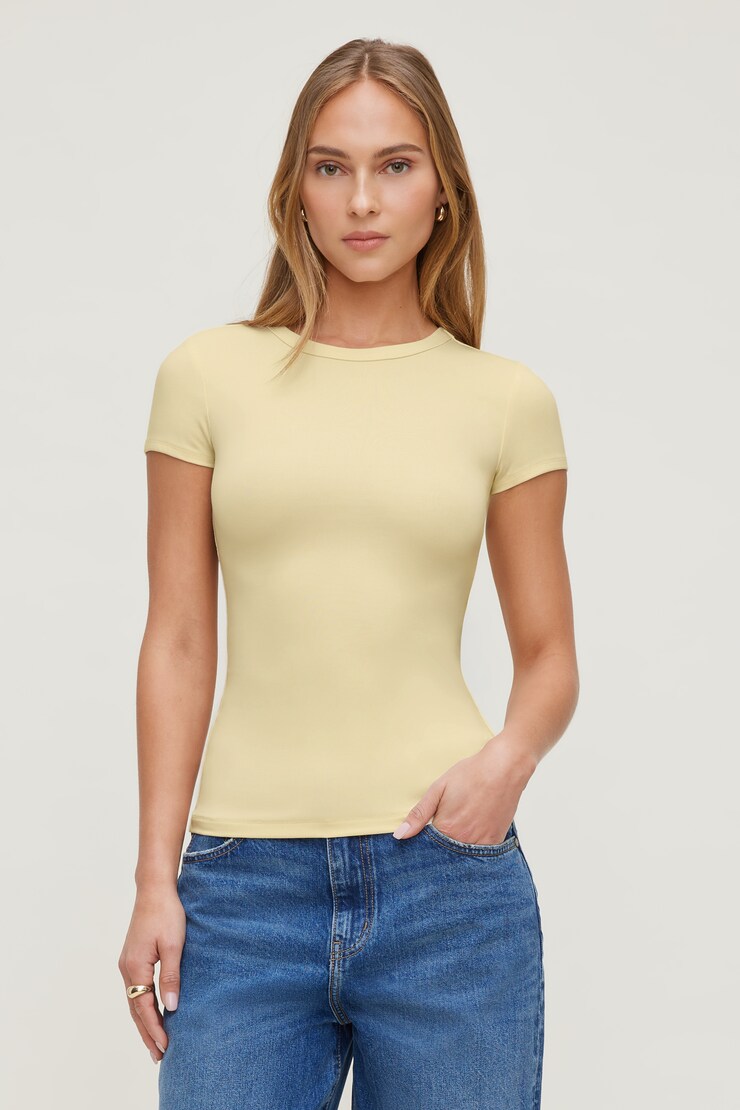 Rumi Crewneck T Shirt Pale Yellow large
