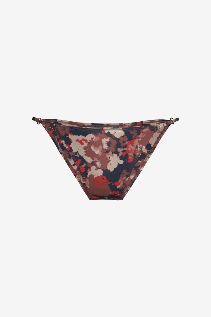 Cheeky Bikini Bottom With Rings Orange & Brown Print large