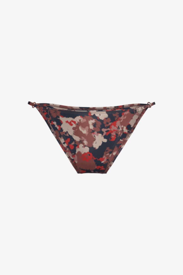 Cheeky Bikini Bottom With Rings Orange & Brown Print large