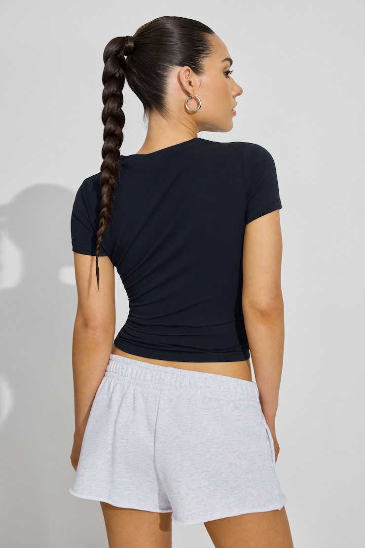 Estelle Longline Tee, Mariana Blue with "Hollywood" Art, large