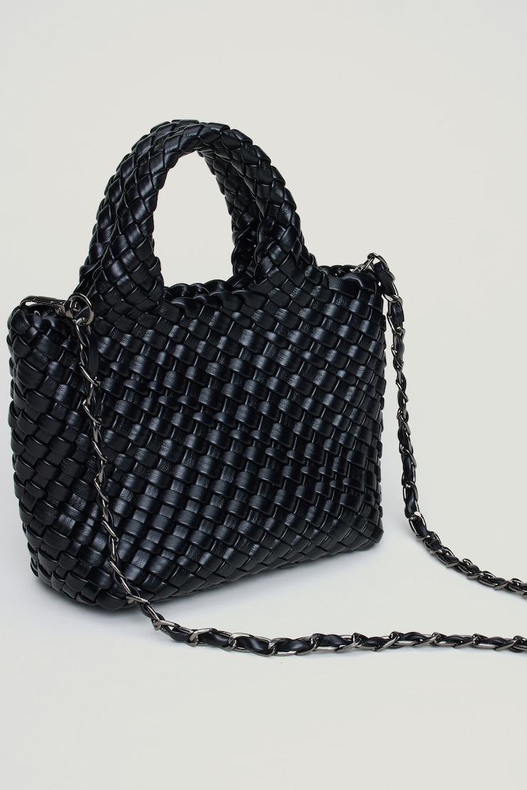 Mini Woven Faux Leather Tote