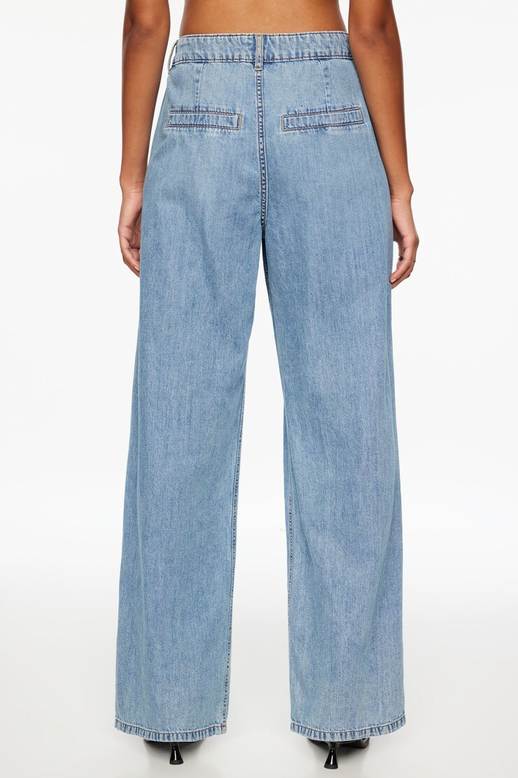 Wide Leg Pleated Jeans Indigo Light large