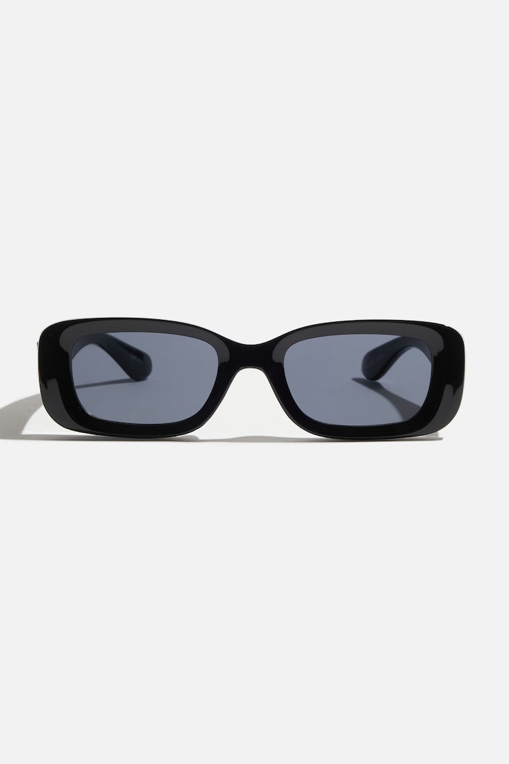 Retro Rectangular Sunglasses Jet Black large