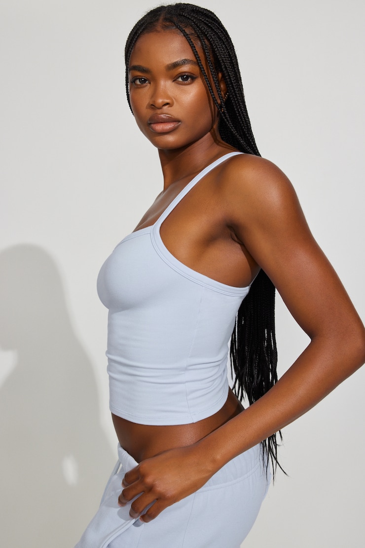 StretchTerry Binding Cami Top, Blue Flirt, large