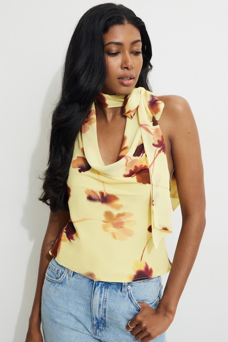 Cowl Halter Neck Scarf Top