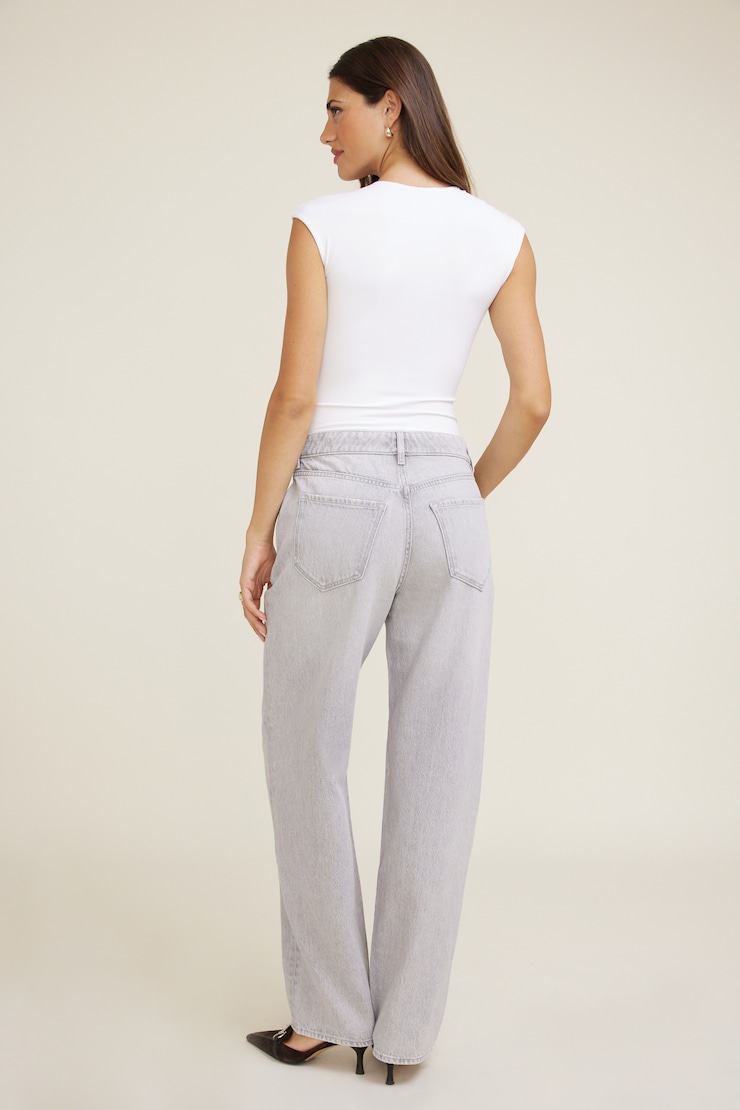 Mika Mid Rise Relaxed Straight Leg Jeans Medium Light Black / Ash Grey large